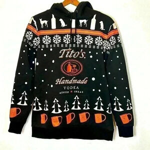 Tito's Sweater Hoodie Medium  Vodka Club Holiday Drink Cheers Party Ugly Dog Uni